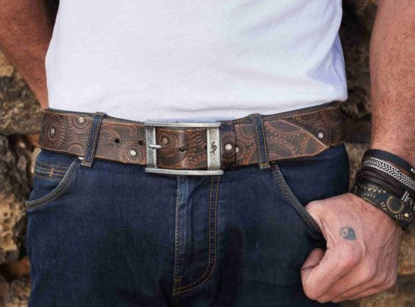 Ishaor custom leather belt Brown leather belt leather buckle belt men's belt men's design biker accessories vintage  leather belt mens belt gift