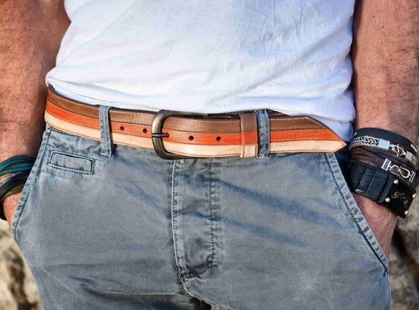 Handcrafted Custom Leather Belt - Unisex Brown Artisan Design Gift for Him