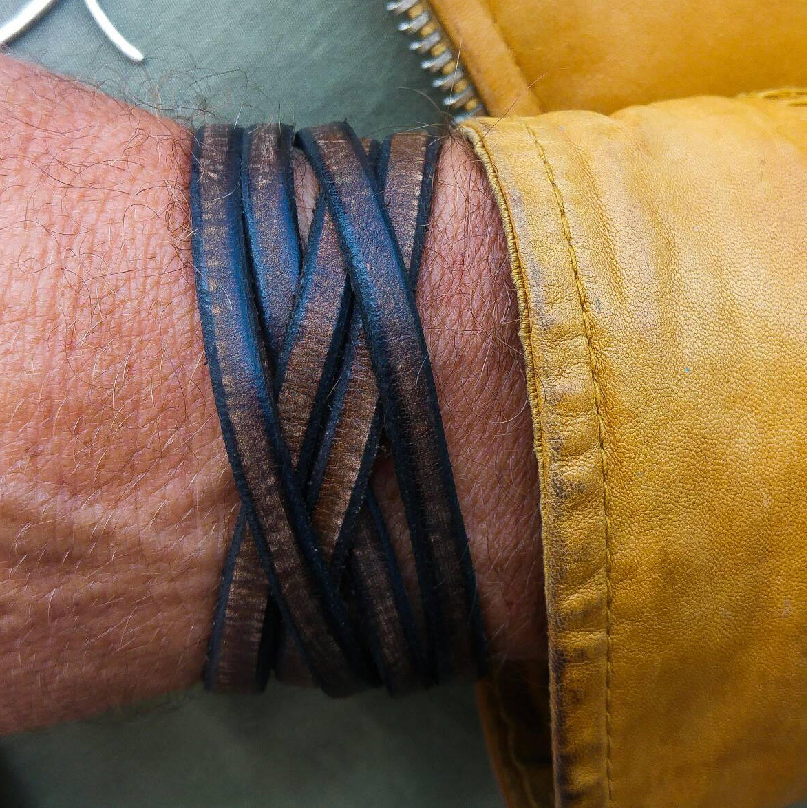 Genuine Leather Cuff Bracelet for Men - Brown Wrap Style