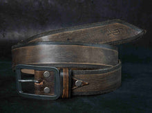 Mens Leather Buckle Belt - Artisan Handcrafted Design in Dark Brown with Square Silver Buckle - Accessories for Men
