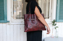 Custom Red Leather Tote Bag - Unique Handcrafted Gift for Her