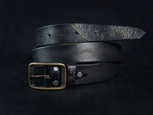 Mens Black Leather Belt with Buckle - Rustic Style Artisan Design