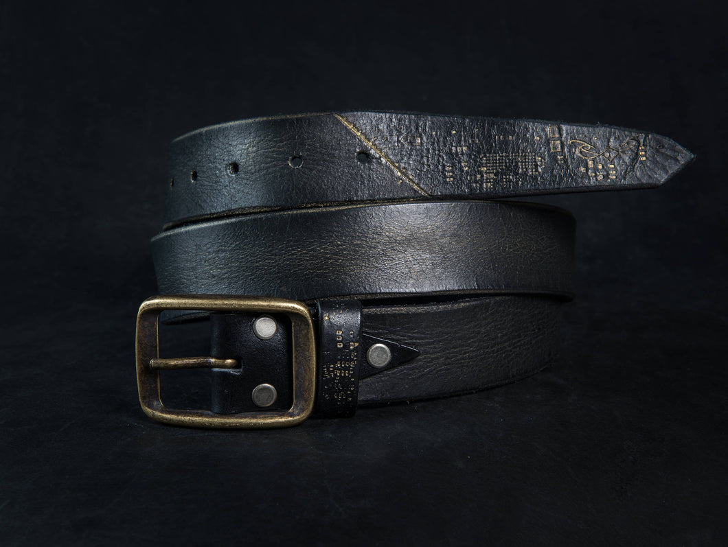 Handcrafted Black Leather Belt for Men with Rustic Design and Buckle - Unique Artisan Leather Accessories