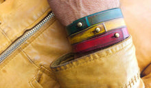 Rasta Leather Cuff Bracelet - Red Yellow and Green Wristband