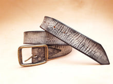 Gray Leather Belt for Men and Women - Handmade Jeans Accessory - Black White and Gray