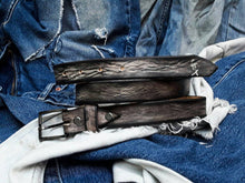 Grey Leather Belt with Silver Buckle - Artistic Unisex Accessory for Women - Unique Narrow Design