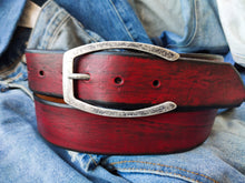 Customizable Red Mens Leather with Black Wash - Ideal for Jeans