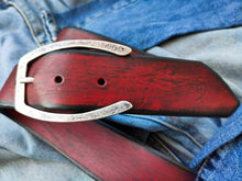 Customizable Red Mens Leather with Black Wash - Ideal for Jeans