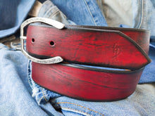 Customizable Red Mens Leather with Black Wash - Ideal for Jeans