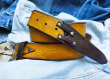 Handcrafted Yellow with brown riveted Leather Belt