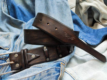 Unique Dark brown handmade leather belt - Gift for Him