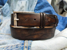 Unique Dark brown handmade leather belt - Gift for Him
