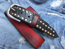 Custom Red Leather Steampunk Belt for Men with Studs - Christmas Gift Design Accessory