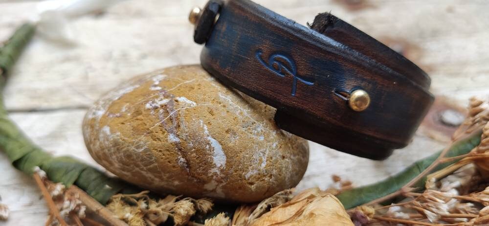 Blue Leather Wrap Mens Custom Bracelet - Stylish and Personalized