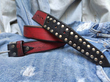 Custom Red Leather Steampunk Belt for Men with Studs - Christmas Gift Design Accessory
