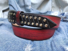Custom Red Leather Steampunk Belt for Men with Studs - Christmas Gift Design Accessory