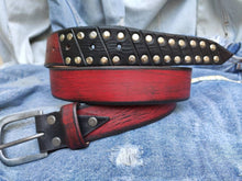 Custom Red Leather Steampunk Belt for Men with Studs - Christmas Gift Design Accessory
