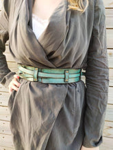 Unique Turquoise Leather Waist Belt | Boho Style Women's Belt | Handcrafted Leather Belt for Her