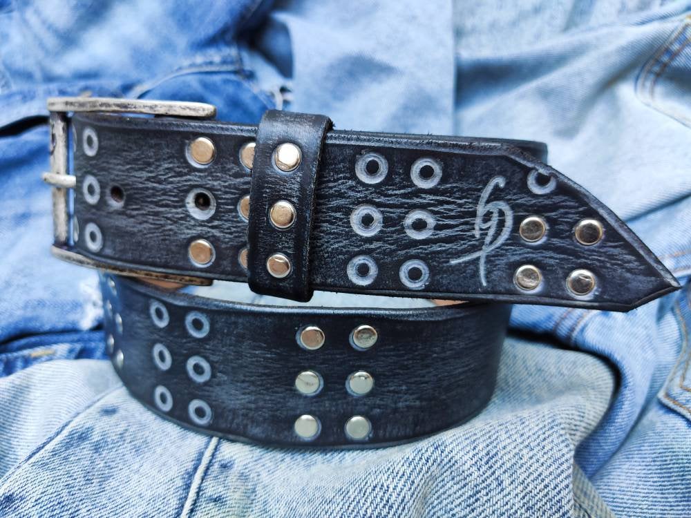 Brown Gray Artisan Leather Belt for Men - Fashion Accessory and Unique Gift