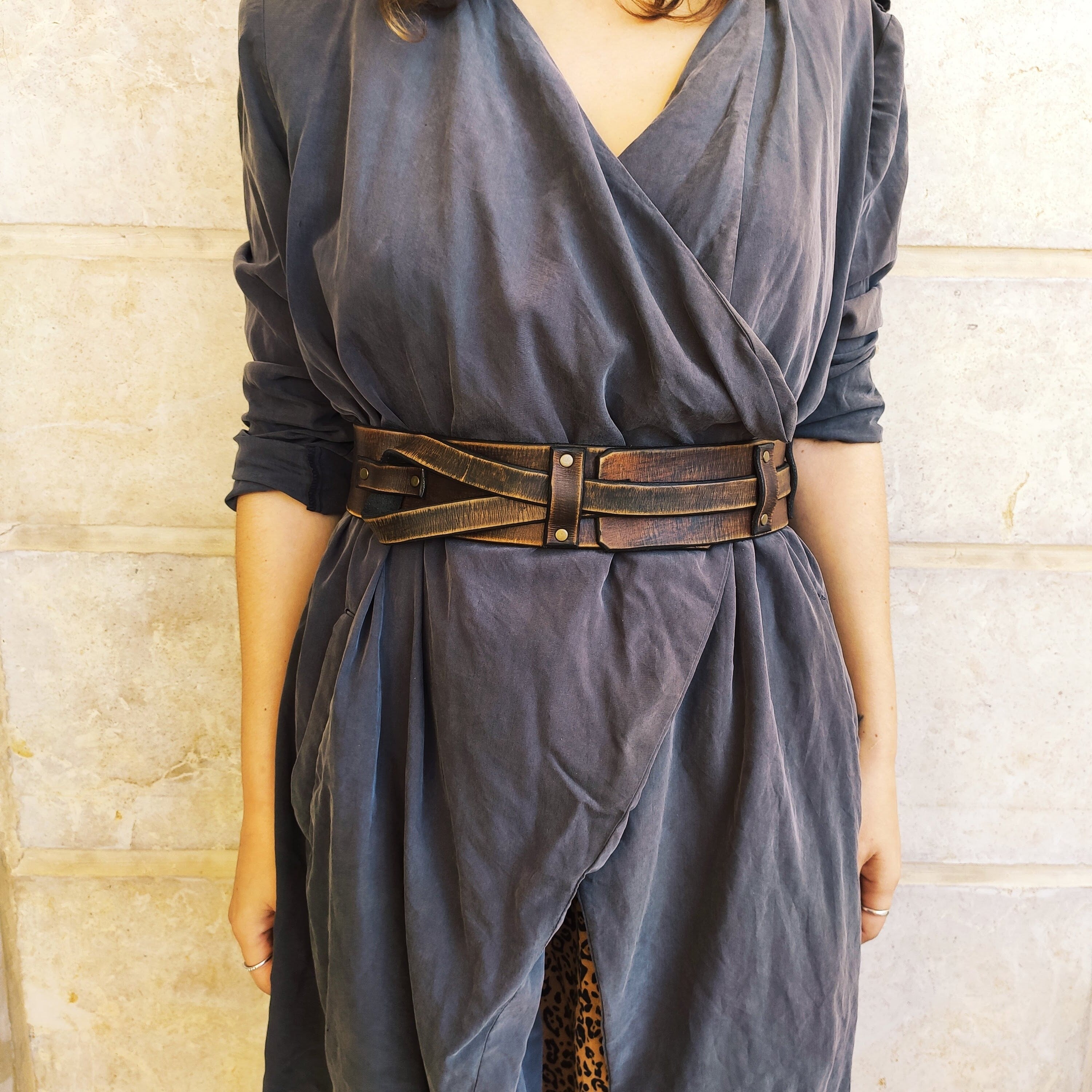 Handcrafted Brown Leather Waist Belt - Handmade Gift for Her