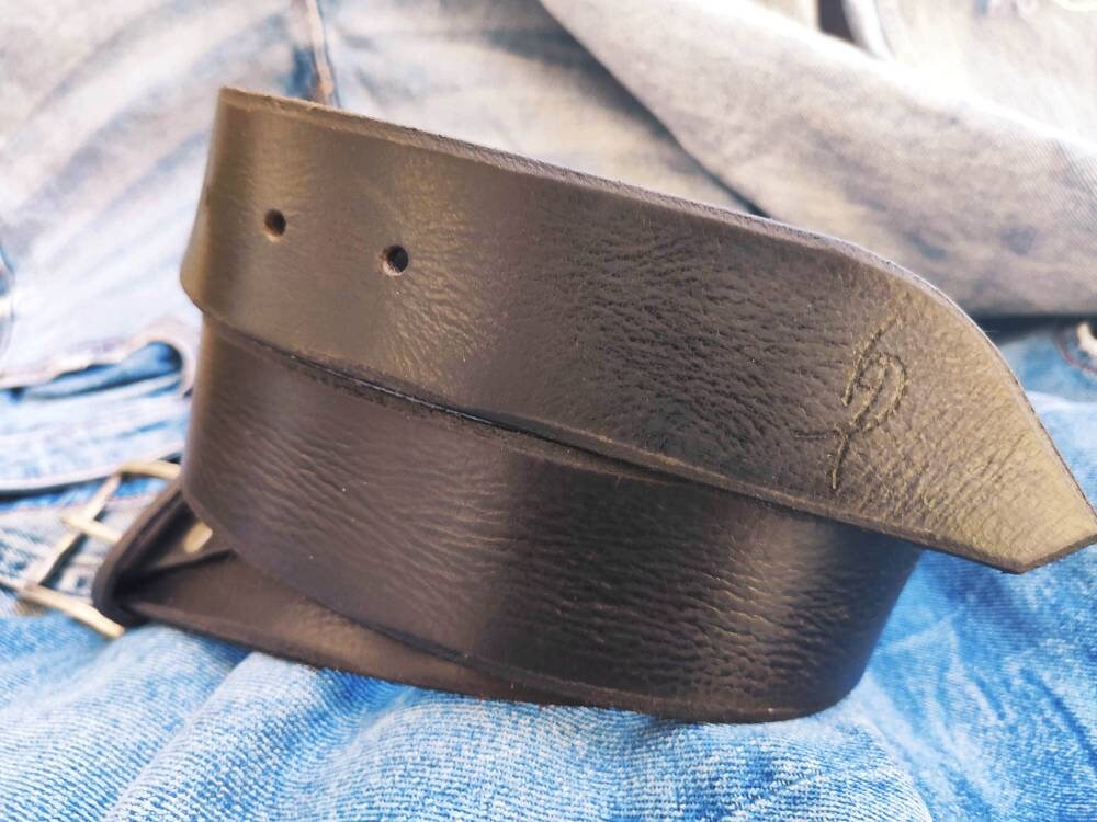 Personalized Black Leather Mens Belt with Silver Buckle - Genuine Leather Perfect Christmas Gift for Him by Ishaor