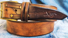 Handmade Brown Leather Men's Belt - Cowboy Fashion - Customizable