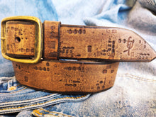 Western Style Brown Leather Belt with Unique Design - Personalized Gift for Him and Her - Electronic Stamp - Perfect for Any Occasion