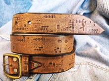 Western Style Brown Leather Belt with Unique Design - Personalized Gift for Him and Her - Electronic Stamp - Perfect for Any Occasion
