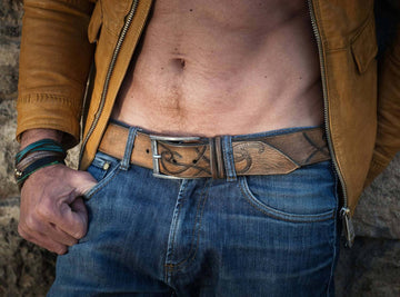 Mens Artisan Brown Leather Belt by Ishaor with Personalizable Option