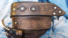 Ishaor Biker Style Brown Leather Belt - Motorcycle Gear Design