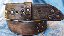 Ishaor Biker Style Brown Leather Belt - Motorcycle Gear Design