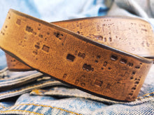 Western Style Brown Leather Belt with Unique Design - Personalized Gift for Him and Her - Electronic Stamp - Perfect for Any Occasion