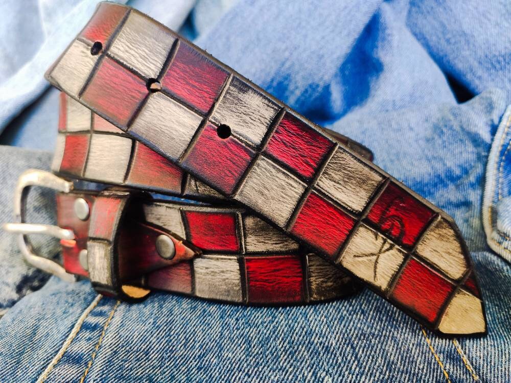 Boho Leather Belt for Men and Women Crafted Buckle Design Unisex Gift