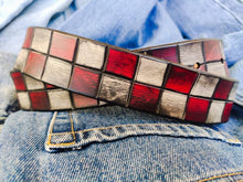 Handcrafted Red and White Leather Belt for Men and Women - Unique Buckle Design for Boho Lovers - Durable and Stylish Unisex Gift