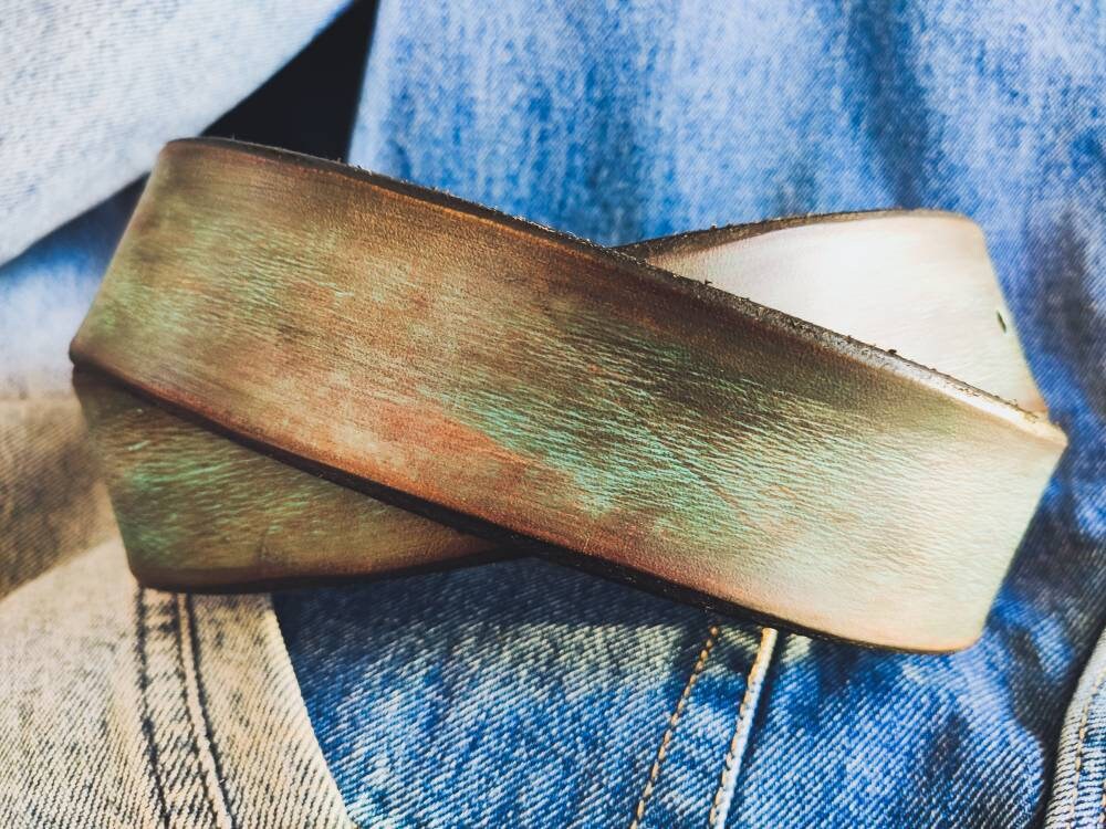 Vintage Turquoise Leather Belt for Men - Perfect Gift Option