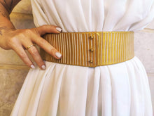White and Gold Leather Bridal Belt - Handmade Wedding Dress Accessory for Your Big Day