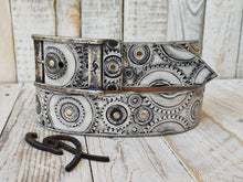 Ishaor Biker Style White Leather Belt with Black wash and Motorcycle Buckle - Customizable and Unique Mens Fashion Accessory