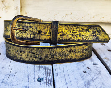 Vintage Western Leather Belt - Black and Gold - Chic Touch