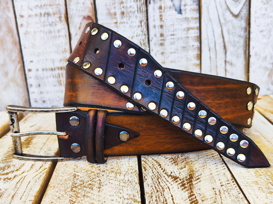 Rustic Mens Belt Unique Artisan Leather Brown Buckle Custom Mens Apparel Accessories