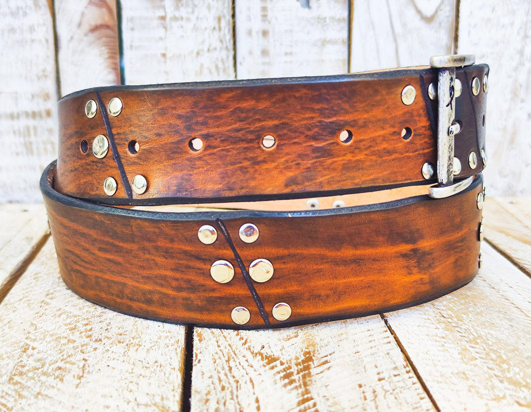 Rustic Mens Belt Unique Artisan Leather Brown Buckle Custom Mens Apparel Accessories