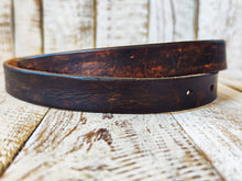 Distressed Narrow Leather Belt - Dark Brown Men and Womens Silver Buckle - Statement Piece for Jeans - Rough Finish