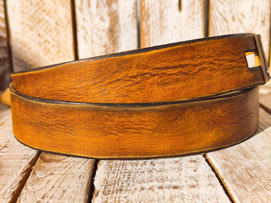 Handmade Brown Leather Belt - Unique Square Cut Design by Ishaor, 3.6 cm