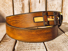 Handmade Brown Leather Belt - Unique Square Cut Design by Ishaor, 3.6 cm