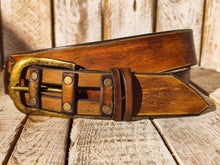 Handmade Brown Leather Belt - Unique Square Cut Design by Ishaor, 3.6 cm