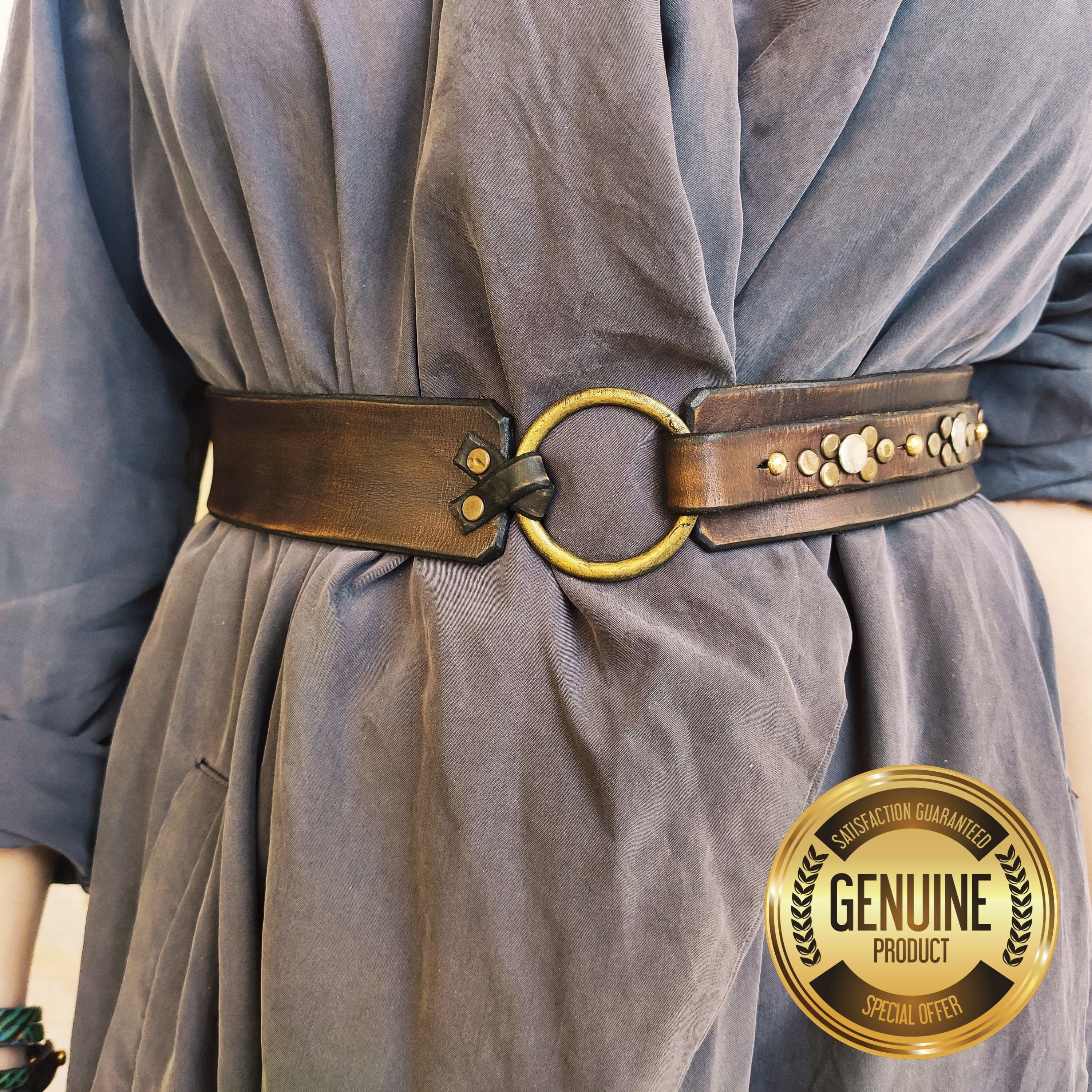 Unique Western Leather Belt for Women - Customizable Design Brown - No Buckle Required