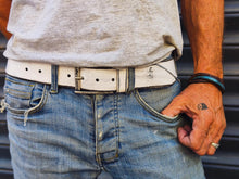 Vintage White Leather Belt - - Stylish  Durable - Perfect Belt Gift for Him