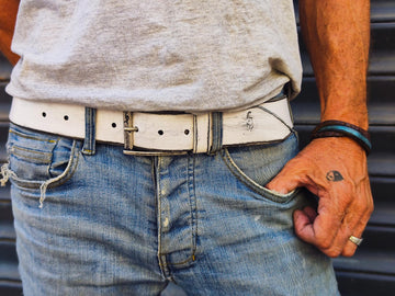 Vintage White Leather Belt - - Stylish Durable - Perfect Belt Gift for Him