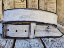 Vintage White Leather Belt - - Stylish  Durable - Perfect Belt Gift for Him
