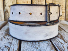 Vintage White Leather Belt - - Stylish  Durable - Perfect Belt Gift for Him