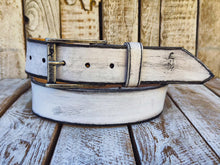 Vintage White Leather Belt - - Stylish  Durable - Perfect Belt Gift for Him